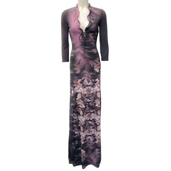 Roberto Cavalli Lilac / Grey Floral Abito Dress - Picture 1 of 4